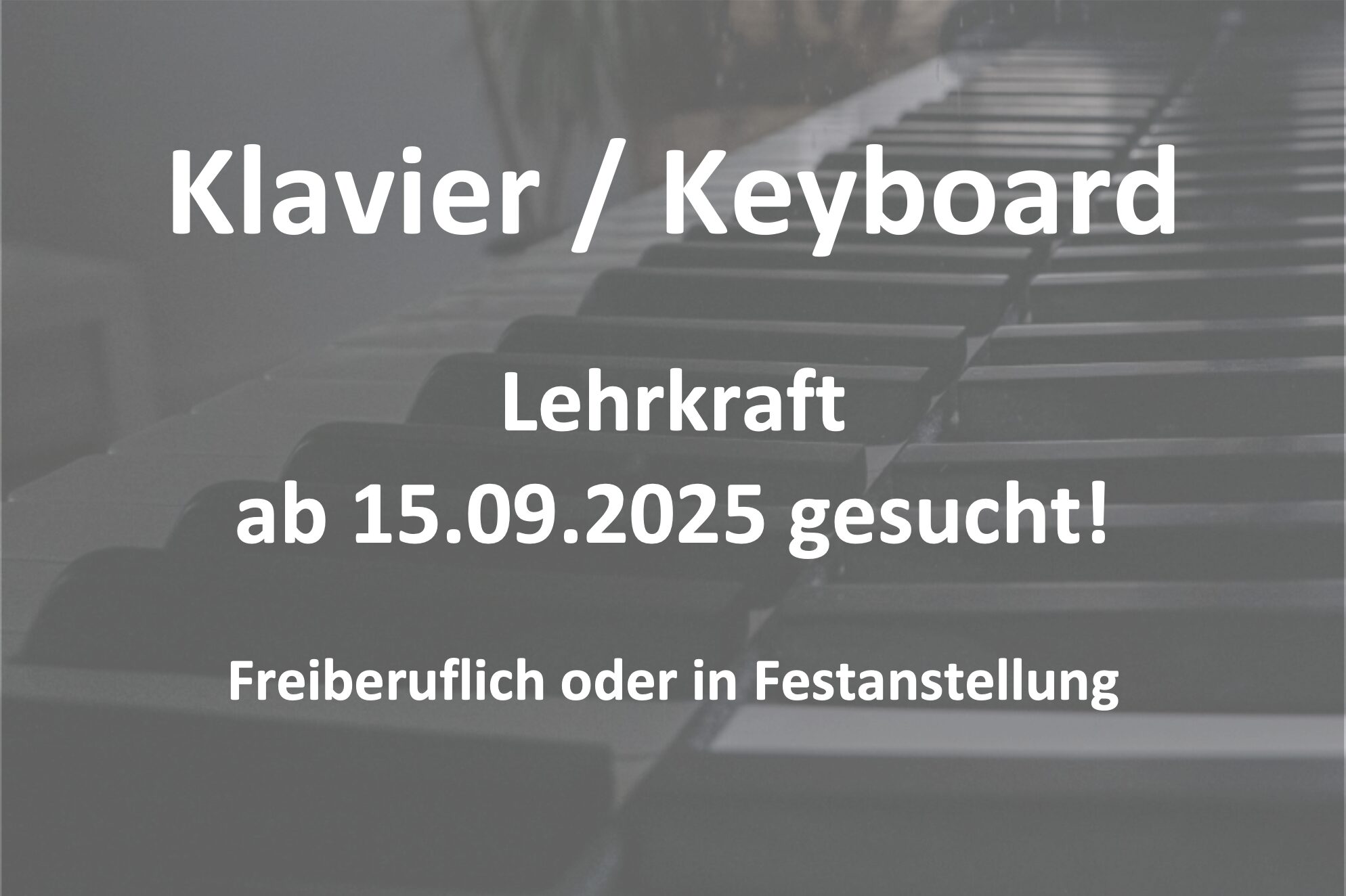 Klavier Lehrkraft gesucht 06-2025 Beitragsbild